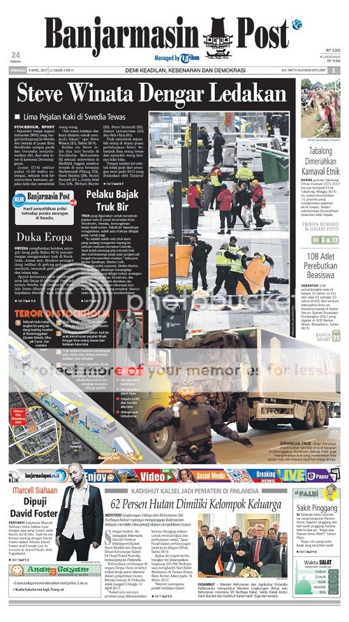 Cover Banjaramsin Post Edisi Minggu (9/4/2017)